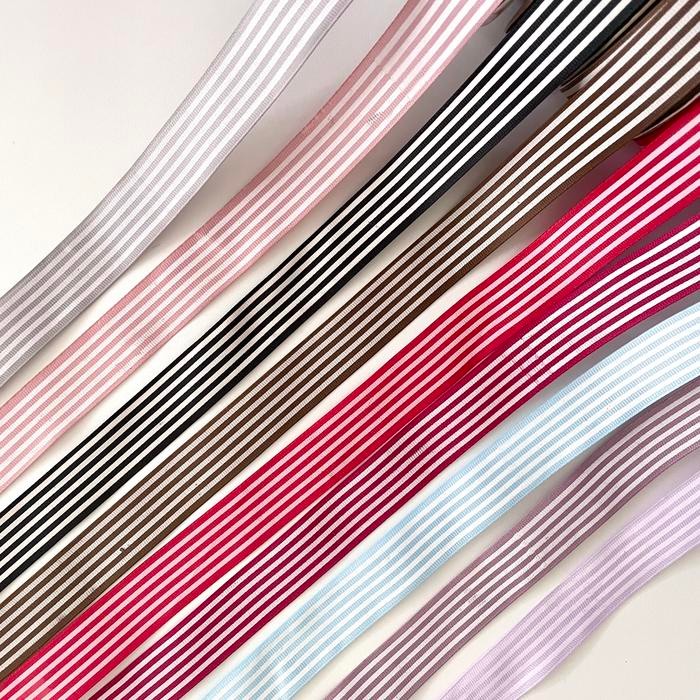 Pita Grossgrain grosgrain motif Stripe Garis Putih Merah Hitam Hijau