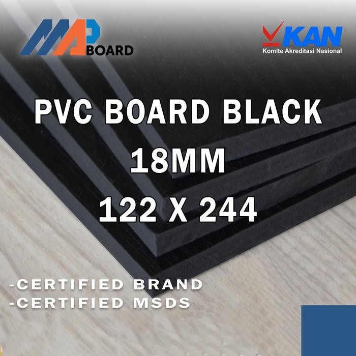 PREMIUM PVC Board Lembaran PVC Foam Board Black MAP Board Ketebalan 18MM Ukuran 122x244 CM