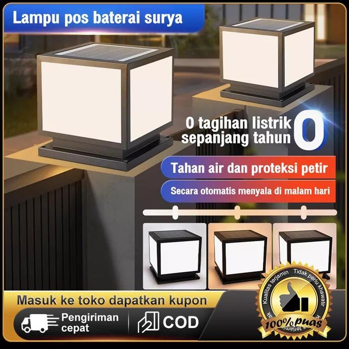 PREMIUM Lampu Pagar Tenaga Surya Kotak