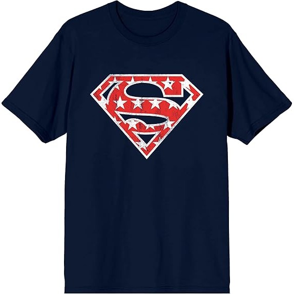 Kaos Pria Logo Superman Merah dengan Bintang