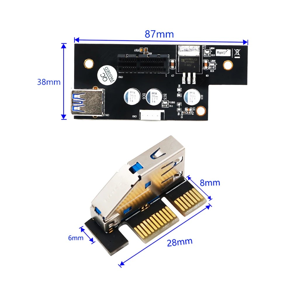 Add On Cards Pci-E X1 Extender Pcie Riser Usb 3.0 Pci-E Riser Pci Express Riser Card Cable For