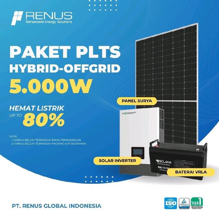 PAKET PLTS GROWATT OFFGRID 5000W SIAP PASANG best seller