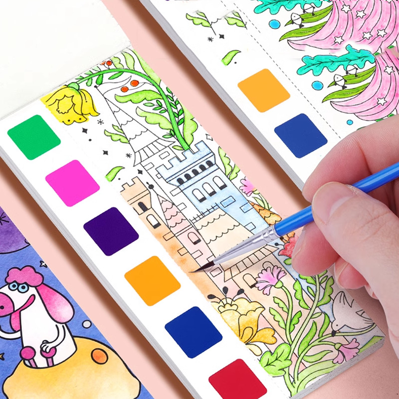 Children's Watercolor Painting Book, Children's Graffiti Picture Coloring Drawing Toys for