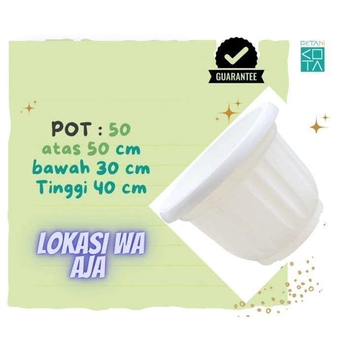 BERGRANSI Pot Bunga 50 Cm PUTIH Tebal Plastik Besar 50cm Buah Bunga po Kode 525