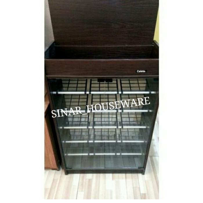 RAK SEPATU / SANDAL ALUMUNIUM TUTUP KACA