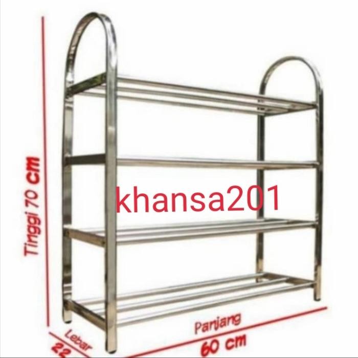 rak sepatu stainless steel susun 4