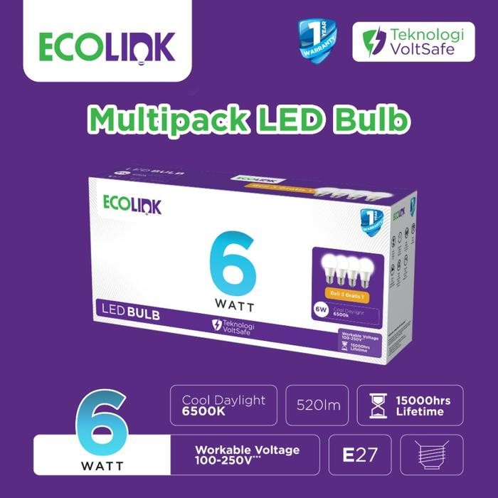 ECOLINK LED BULB MULTIPACK 6W 8W 10W 12W SNI BERGARANSI