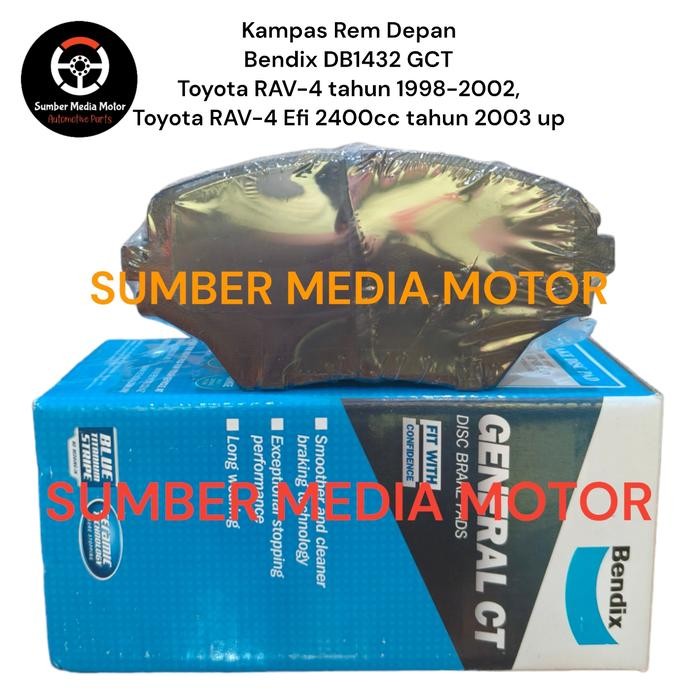 Bendix Kampas Rem Depan Brakepad Db1432 Gct Toyota Rav-4 Tahun 1998-2002, Toyota Rav-4 Efi Tahun