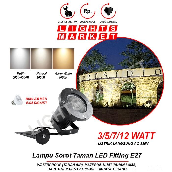 PREMIUM Kap lampu sorot tancap fitting E27 Lampu Taman / Outdoor