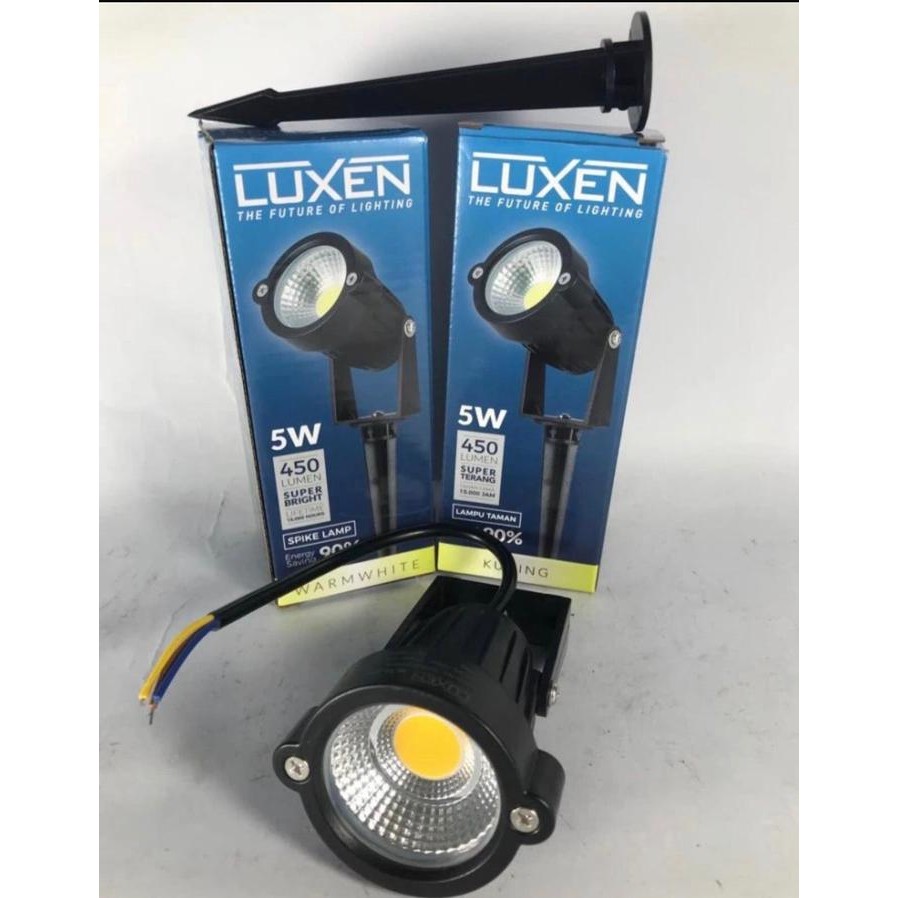 PREMIUM luxen lampu sorot taman led outdoor waterproof 5 w cob kuning 5 watt