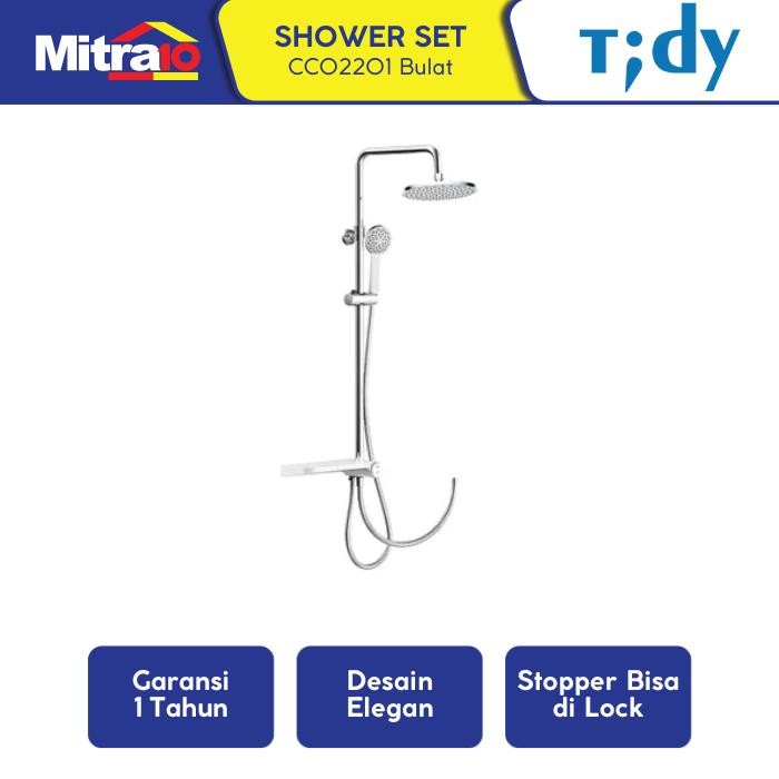 PREMIUM TIDY CC02201 ROUND SHOWER COLUMN SET WITH SHELF (Shower Mandi)