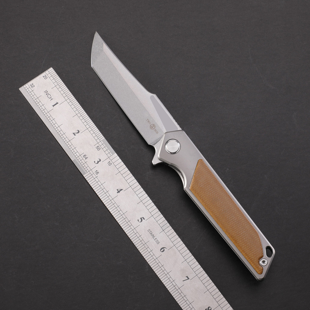 TWOSUN TS366 Titanium + Flax Mikata Handle Ball Bearings 14C28N Steel