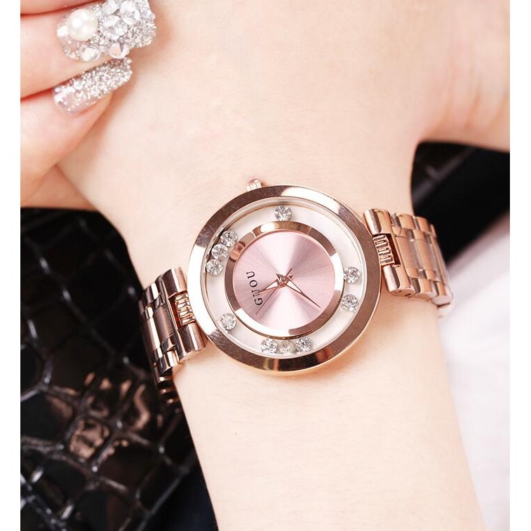 Fashion GUOU Luxury Full Steel Glitter Diamond Ladies Watch Women