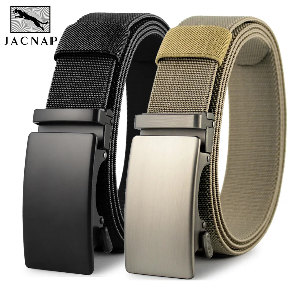 New Golf Sports Elastic Belt Metal Automatic Buckle Tough Stretch Nylon Men'S Military Tactical Belt