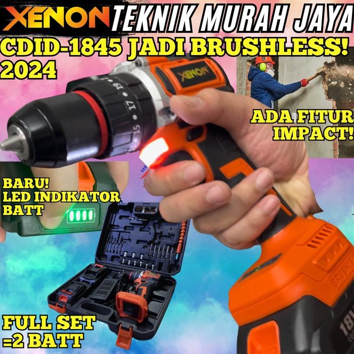 Cordless Impact Drill Xenon Cdid1845 Bor Beton 2 Baterai 18 Volt