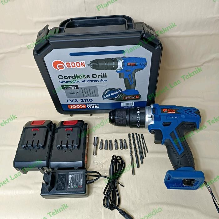 Edon Lv3 2110 21 Volt Impact Cordless Drill Mesin Bor Baterai
