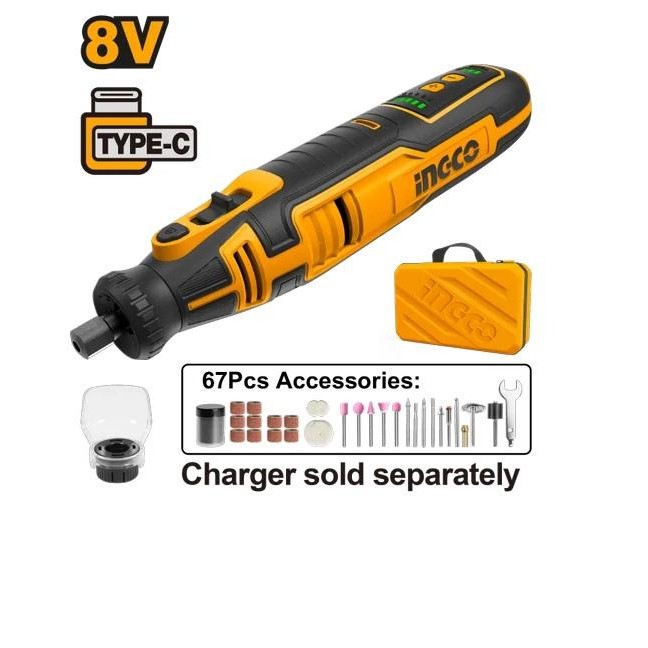 Ingco Cmgli0801 Mini Die Grinder 8V Li-Ion Cordless Grinder 8V