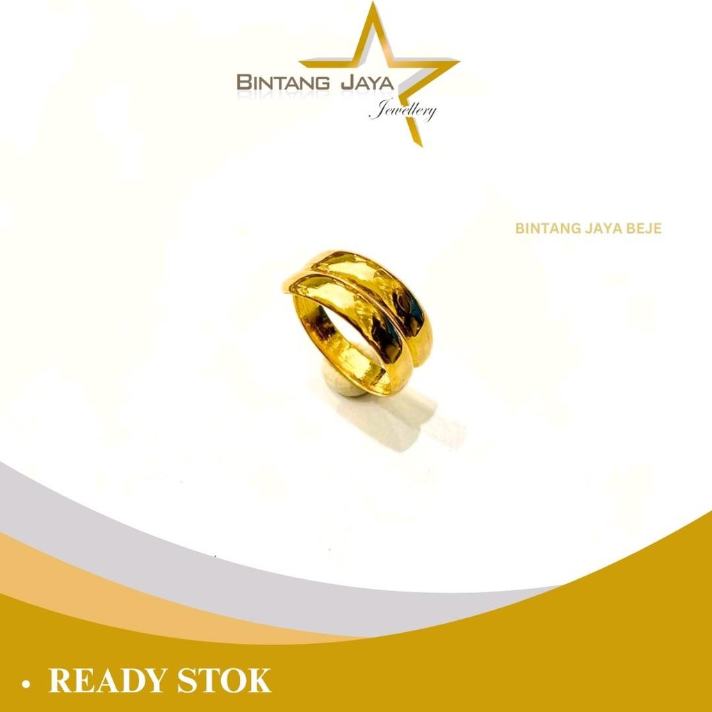 Cincin Emas Asli - Model Selisih Polos - Kadar 15K | Berat 1,97 Gram - Desain Polos Elegan untuk Aca