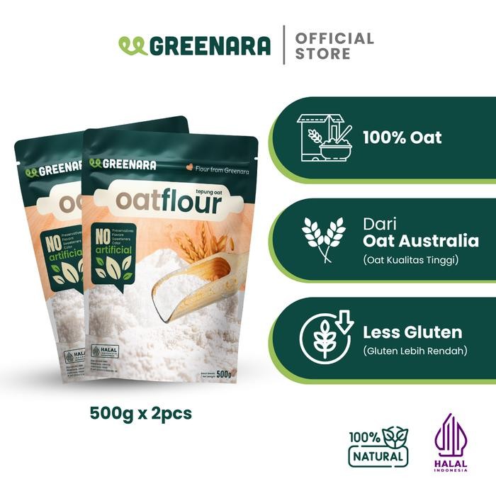 

Caraka.store1 Greenara Natural Oat Flour 1Kg Less Gluten / Tepung Oat Pancake Roti Kue / Pengganti