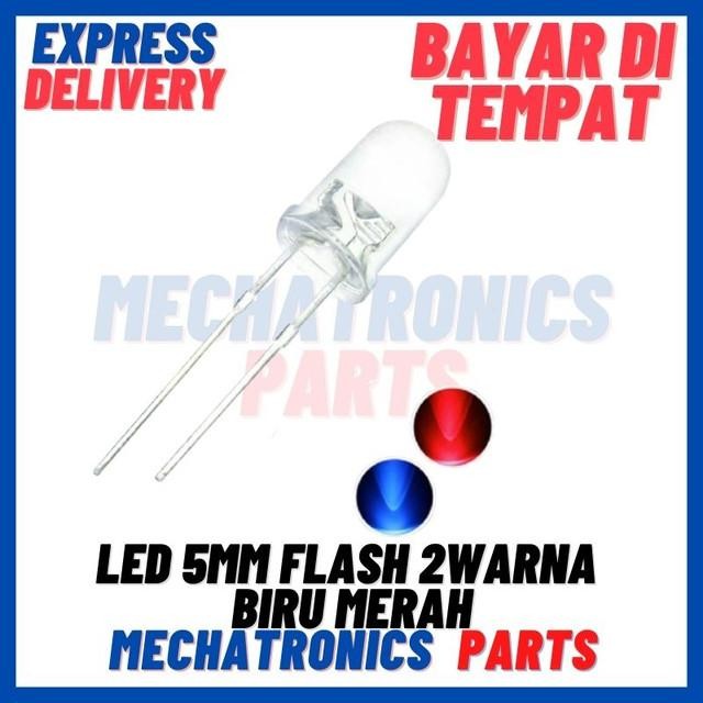 Led 5Mm Kedip Flash 2Warna Biru Merah