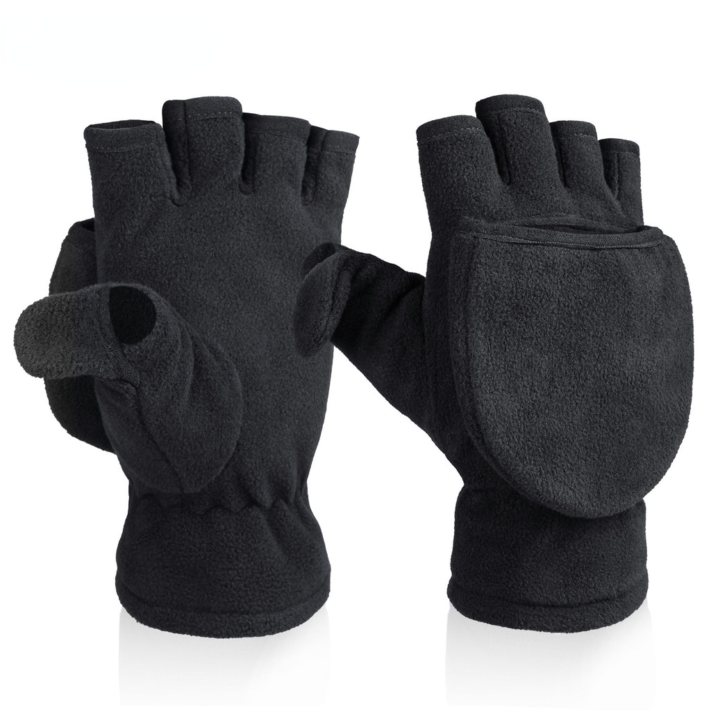 Winter Convertible Glove Flip Top Mittens Warm Polar Fleece For Winter Runing Painting Texting