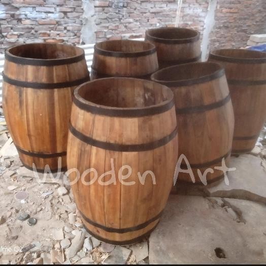 Pot tanaman barrel / gentong kayu