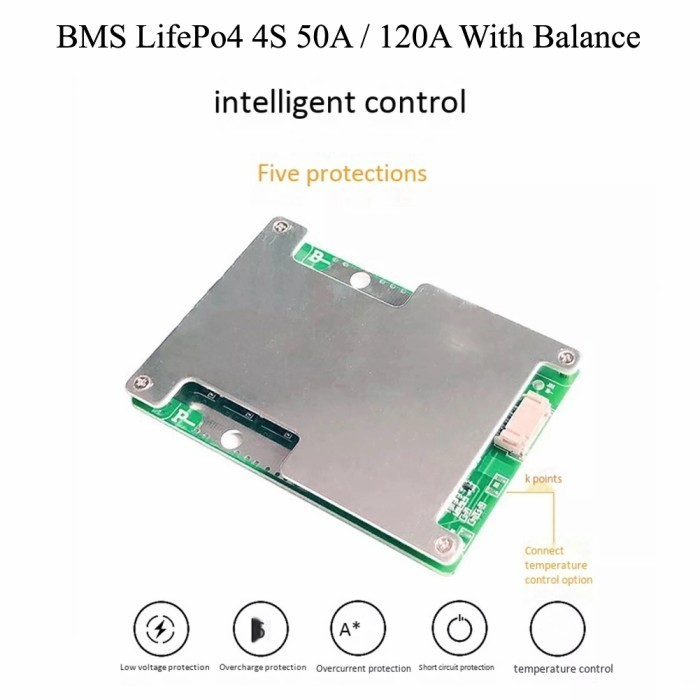 (Expert) BMS 4S LifePo4 4s 50A 120A With Balance Equalizer BMS Lifepo4 12v