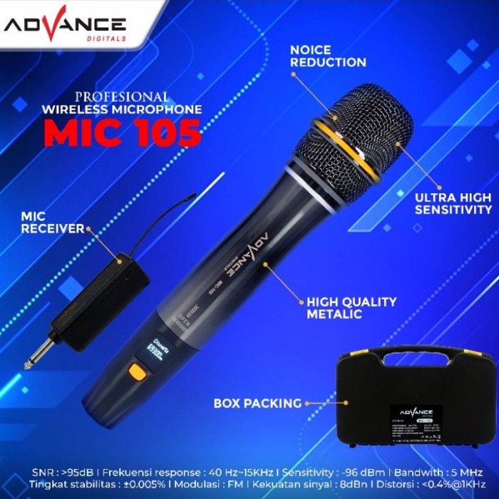 (Expert) Advance Microphone Mic Single Wireless + Receiver MIC 105