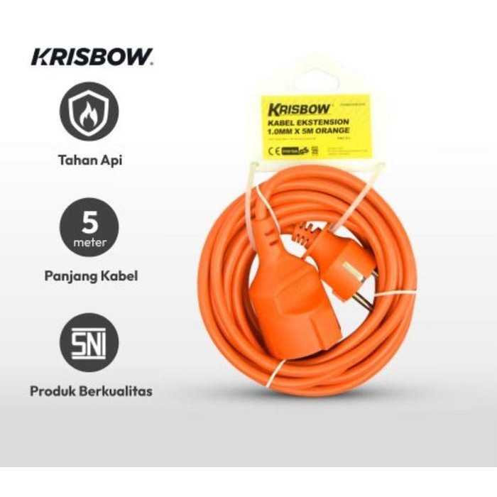 Kabel Ekstensi Krisbow Kabel Perpanjangan Ekstension Cable Colokan Listrik Panjang Kabel 5-10 Meter