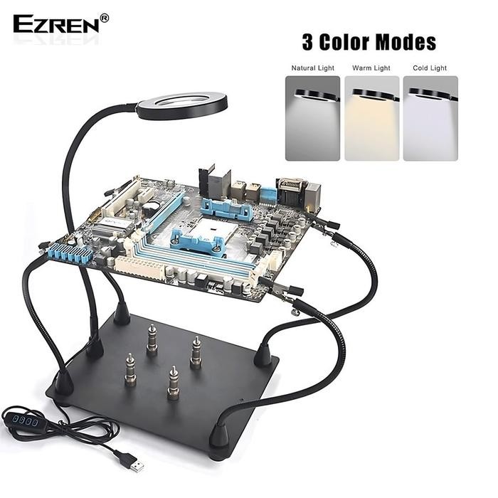 

Diskon Ezren Te-808 Kaca Pembesar Led 3 Color Warna Lampu Univesal Clamp