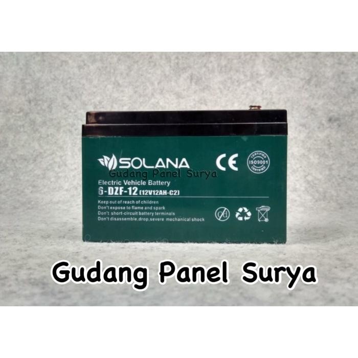 Battery Aki Baterai Accu SOLANA 12V 12AH (12V12AH-C2Aki Sepeda Listrik