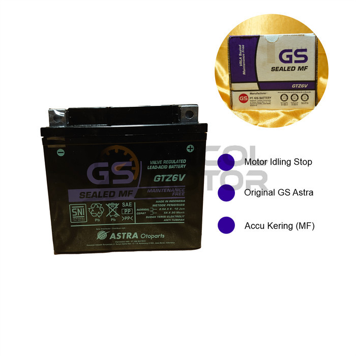 GS Astra GTZ6V MF 5Ah Aki Kering Vario 125 150 Nmax Old CB150R FU KLX
