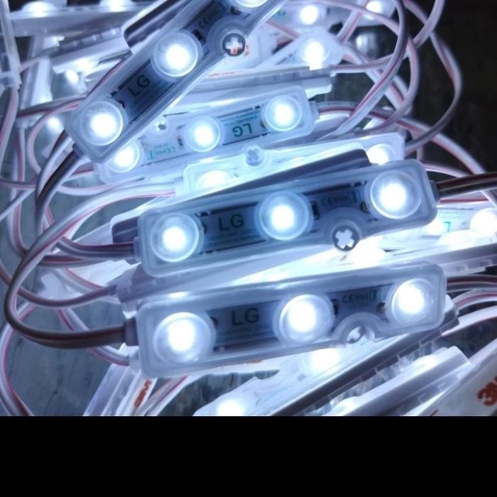 LAMPU LED MODUL 3 MATA 12V LG SAMSUNG WARNA PUTIH 100PC KUALITAS TERBAIK