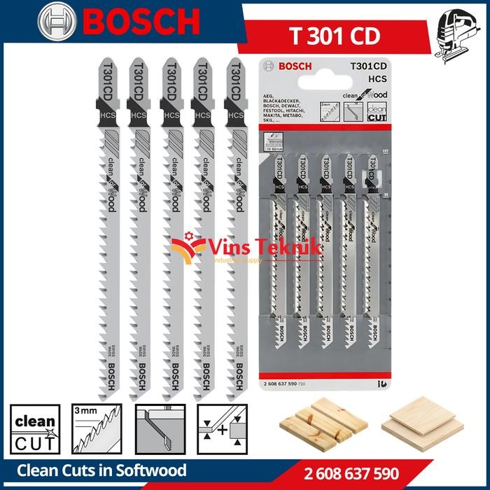 PREMIUM Mata Gergaji Kayu Jigsaw Clean for Wood T301CD Bosch T 301 CD