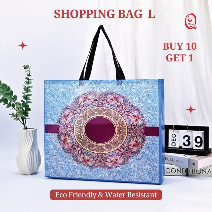 1 pcs Tas Belanja Ukuran Besar Ramah Lingkungan Tas Spunbond Laminasi Tahan Air Berkapasitas Besar