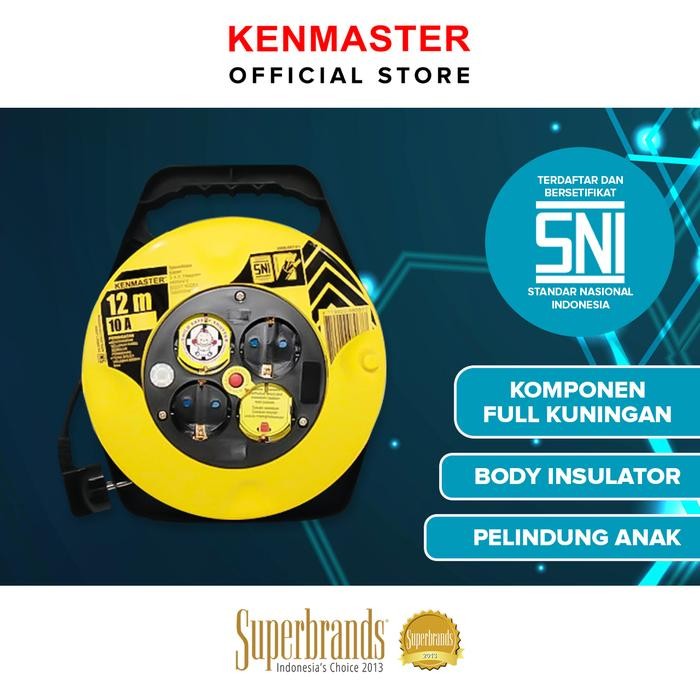 Kenmaster Kabel Roll - 12 Meter / Roll Kabel Listrik / Colokan Listrik Gulung - KBRL020