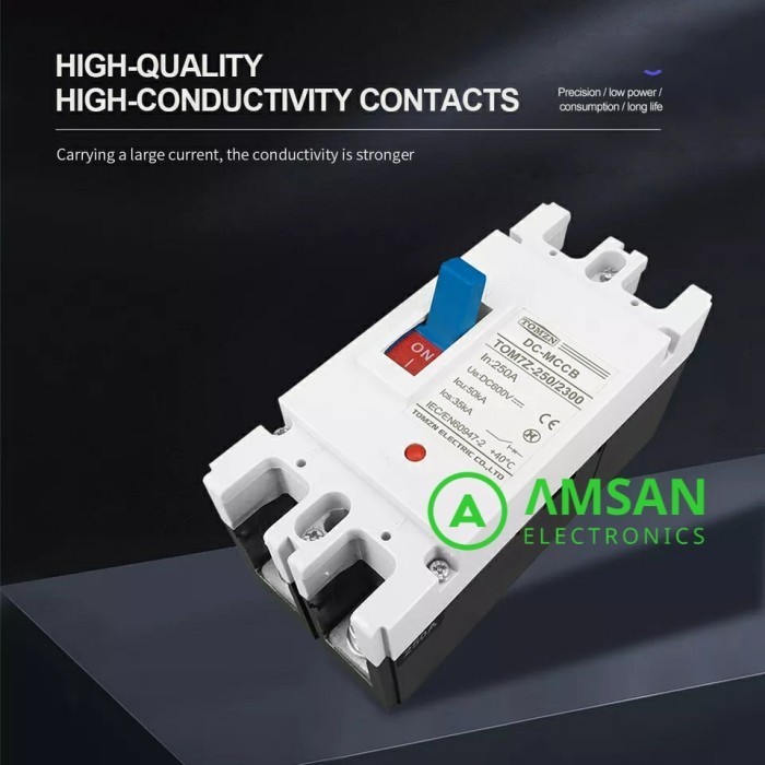 DC MCCB TOMZN 2P 600V 250A Overload Protection Switch Protector