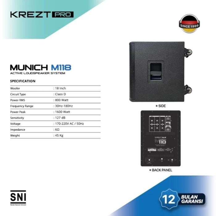 Subwoofer Audio Systeam Krezt Muni M118 Active Speaker Subwofer 18 In