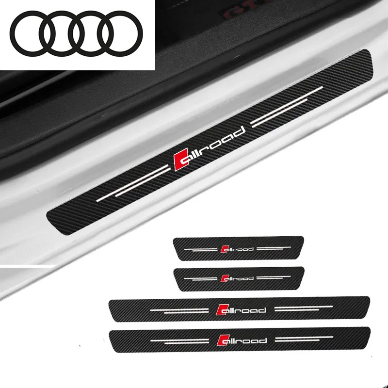 4Pcs Carbon Fiber Car Door Sill Protection Sticker For Audi Allroad A3 P8 B5 B6 B7 B8 C5 C6 A4 A5 A6