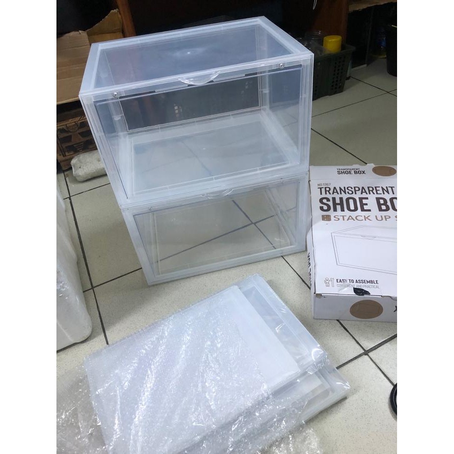 Kotak Box Sepatu Sneakers Tebal - Display Boks Sepatu Transparan Besar