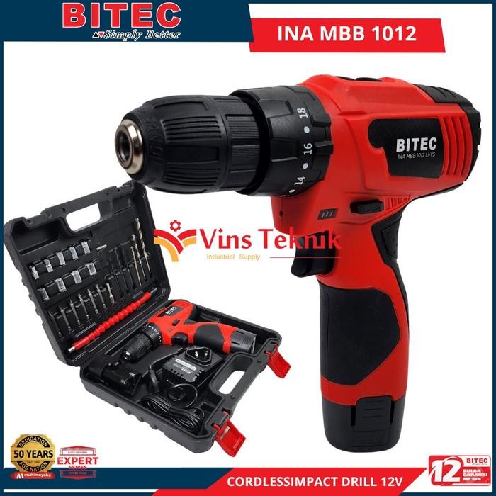 Mesin Bor Baterai 12V Cordless Impact Drill Bitec INA MBB 1012 MBB1012