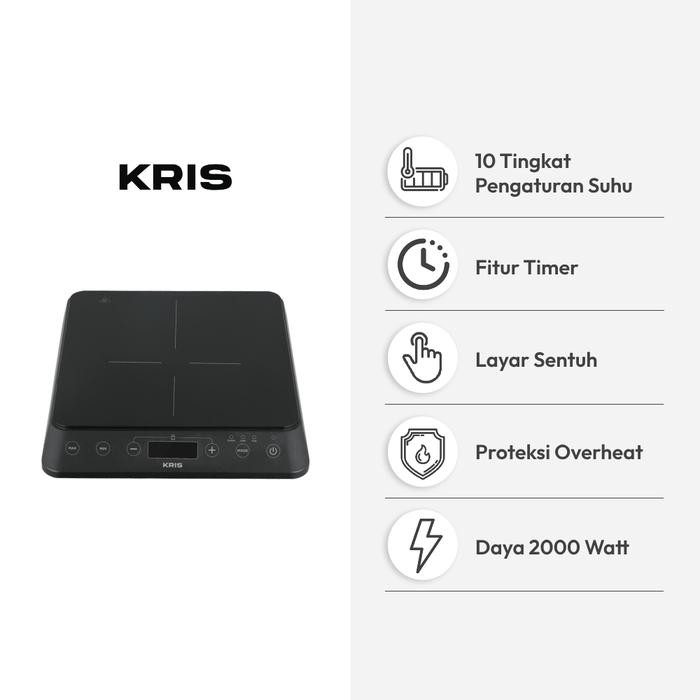 AZKO Kris Kompor Listrik Dengan Panci 2000 Watt - Hitam Electric Stove Kompor Elektrik 1 Tungku