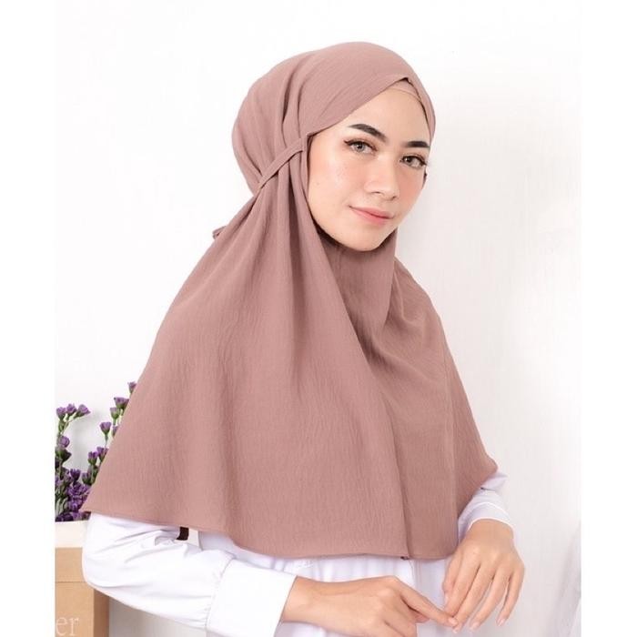Jilbab Bergo Crinkle Airflow L/Hijab Bergo Crinkle L Premium/Bergo Tali Belakang