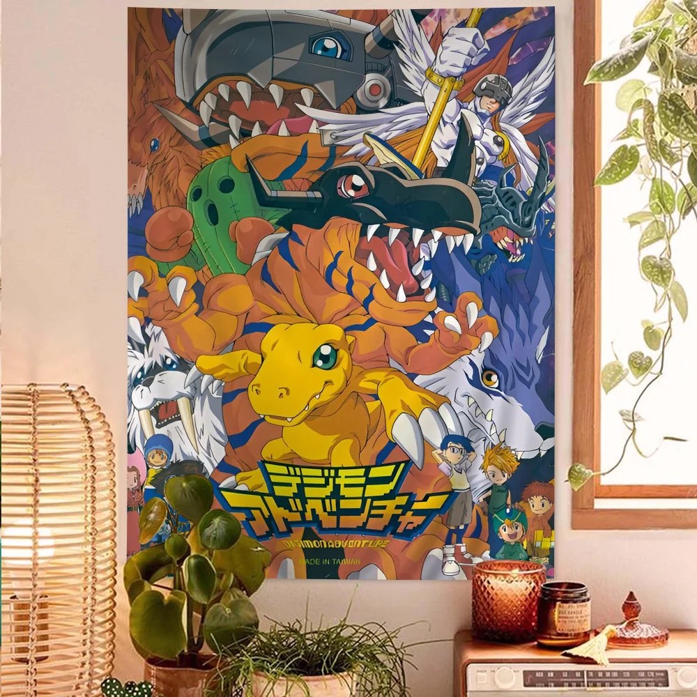 Anime Digital Monster Digimon Tapestry Anime Tapestry Hanging Tarot Hippie Wall Rugs Dorm Wall