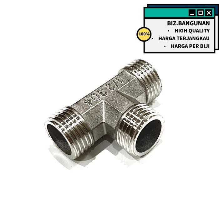 Expert TEE DRAT LUAR STAINLESS 1/2 - SAMBUNGAN KRAN PIPA SOK T