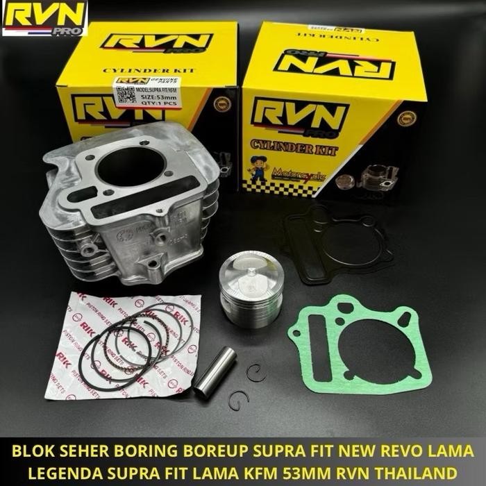 BLOK SEHER BORING PAKET BOREUP BORE UP SUPRA FIT NEW REVO LAMA LEGENDA SUPRA FIT LAMA KFM 53MM 53