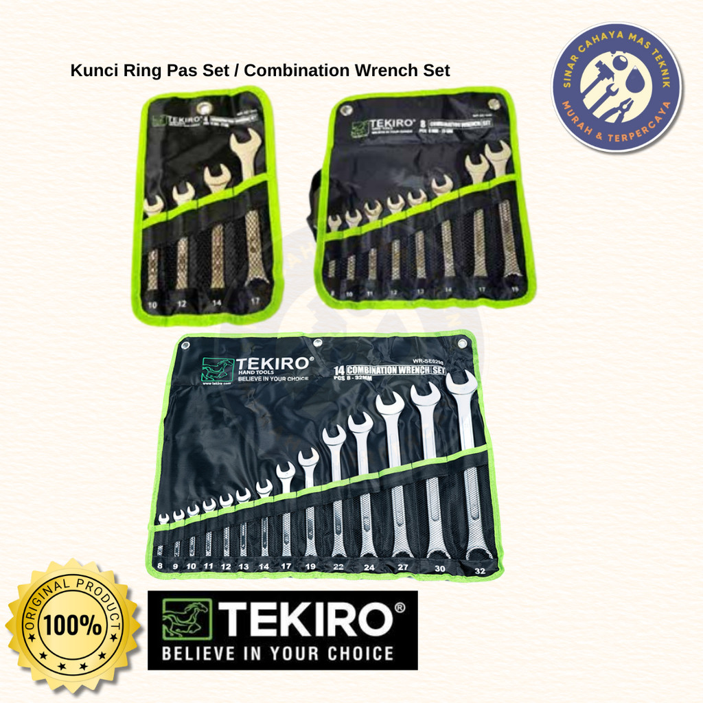 Tekiro Kunci Ring Pas Set Mili dan Inchi / Combination Wrench Set
