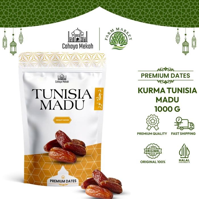 

Cahaya Mekah Kurma Tunisia 1000Gr Dates Deglet Noor 1Kg Organik Premium