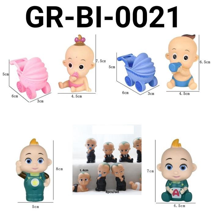 Bi-0021 Mainan cake topper figurine figurin karet baby boss