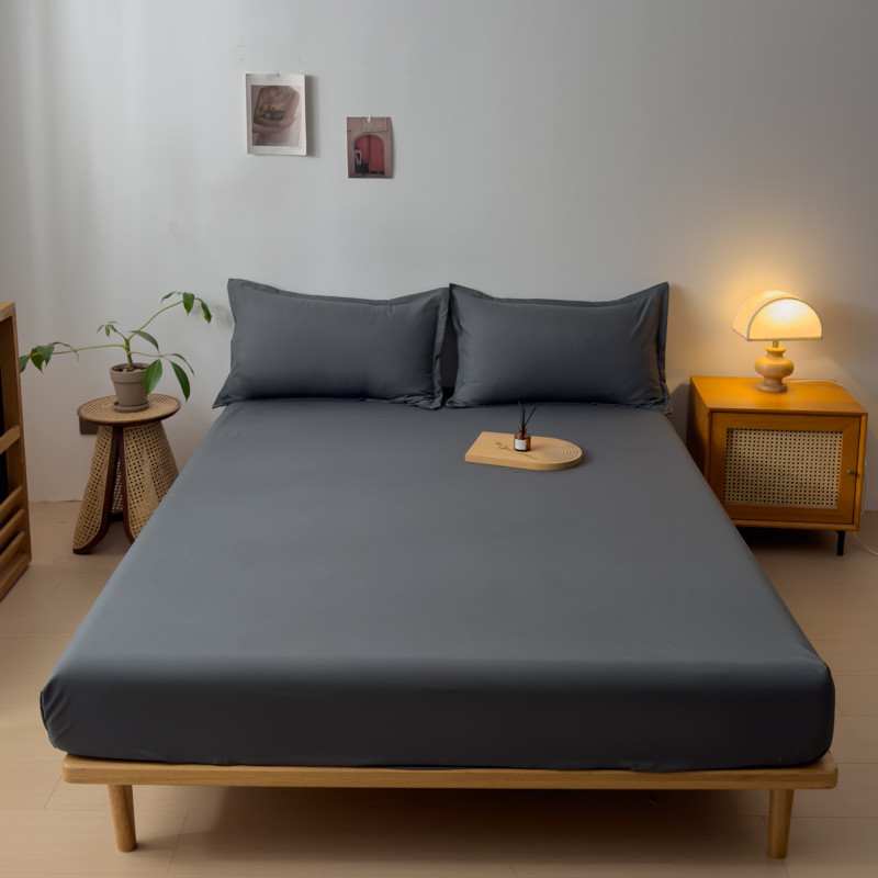 3Pcs Cotton Fitted Bed Sheet Set (1 Fitted Sheet + 2 Pillowcases) Breathable Soft Mattress Cover